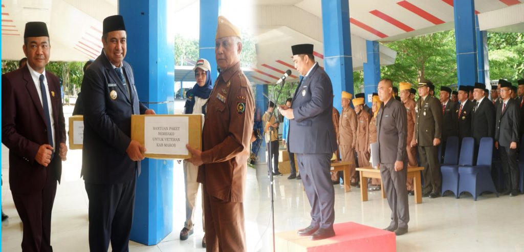 Pemerintah Kabupaten Maros Serahkan Bantuan Sembako kepada Veteran dalam Upacara Hari Peringatan Pahlawan