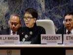 Kehadiran Menlu Retno Dalam Aksi Bela Palestina di Monas pada Minggu, 5 November 2023.