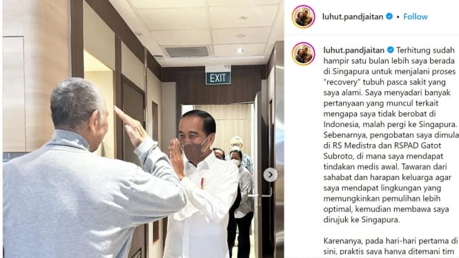 Luhut Mengungkap Kondisi Saat Jokowi Dijenguk di Singapura