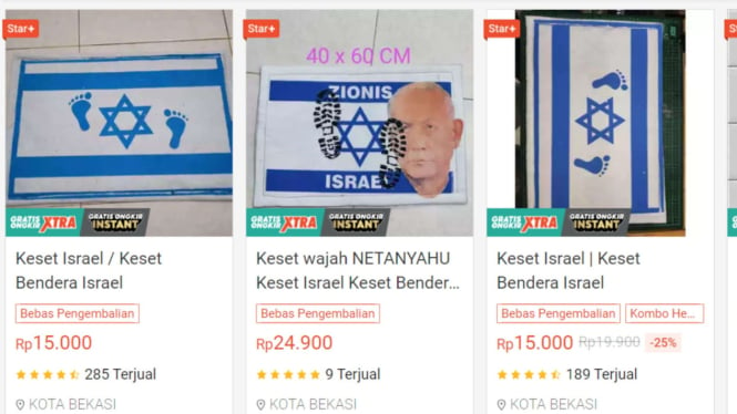 – Keset Bendera Israel Dijual dengan Harga Terjangkau di Marketplace, Lengkap dengan Foto Netanyahu